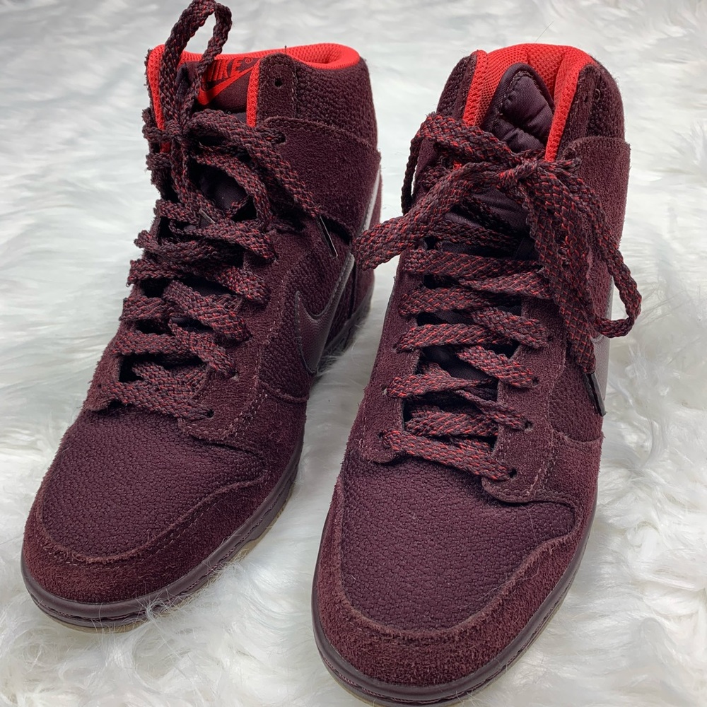 Rare Nike Sky High Dunks {Burgundy/Neon}